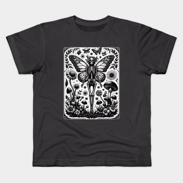 Fairycore Skeleton Fairy Kids T-Shirt by DetourShirts